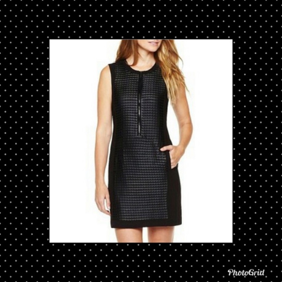 Worthington Dresses & Skirts - Worthington Zip Front Faux Leather Inset Dress 10